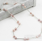 Classic Design Purple Freshwater Pearl Tin Cup Necklace with Lobster Clasp