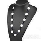 wonderful black crystal and white shell necklace