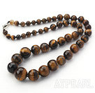 Single Strand Round Tiger Eye Graduated Beaded Necklace
