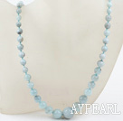 Natural Round Aquamarine Graduated Beaded Necklace