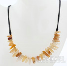 Simple Style Yellow Crystal Quartz Necklace with Black Thread