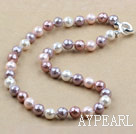 Clssic Design 10mm Faceted Round Four Different Color Seashell Beaded Necklace