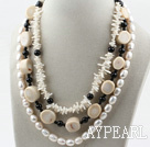 Multi Strand White Freshwater Pearl and White Coral Necklace