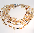 Wholesale Multi Strands Clear Crystal and Citrine and Pearl Necklace