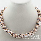 Assorted 3-4mm Purple Series Freshwater Pearl Twisted Necklace