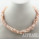 Assorted 3-4mm Pink Series Freshwater Pearl Twisted Necklace