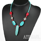 turquoise and coral necklace with lobster clasp