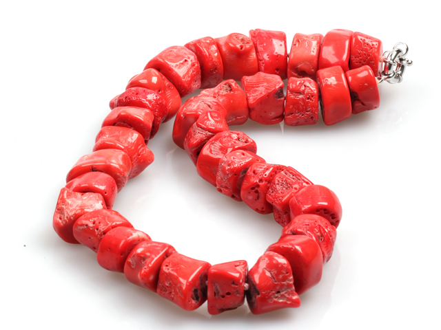 Chunky Style Irregular Shape Big Coral Nugget Necklace with Moonlight Clasp