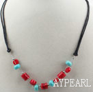 Wholesale Simple Style Red Coral and Turquoise Necklace