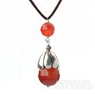 Simple Style Faceted Carnelian Pendant Necklace