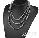 Long Style Assorted Gray Drop Shape Agate Necklace