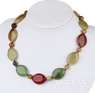 18 inches three colored jade necklace with moonlight clasp