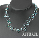 Multi Strands Green Freshwater Pearl and Green Crystal Necklace