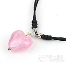 pink heart colored glaze necklace with extendable chain