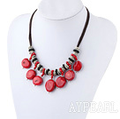 Wholesale Assorted Red Coral and Black Agate Necklace with Black Thread