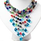 Amazing Multi Color Teardrop Crystal Tassel Party Necklace