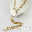 Wholesale fashion citrine and shell flower long necklace