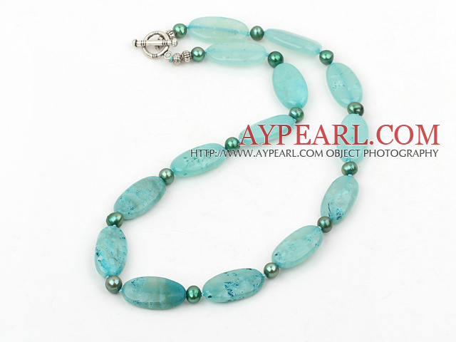 17.5 inches fashion pearl and blue jade necklace
