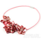 Elegant style smaller watermelon red pearl shell flower necklace