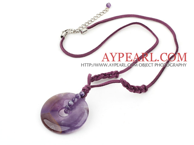 simple and fashion amethyst necklace with extendable chain
