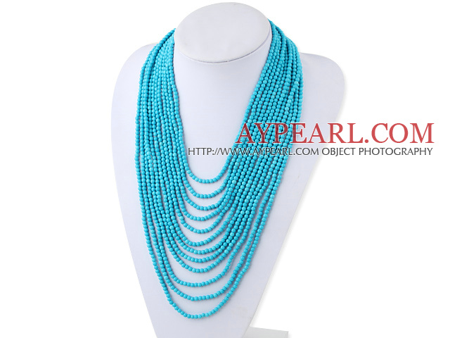 beautiful 4mm multi strand turquoise necklace with slide clasp