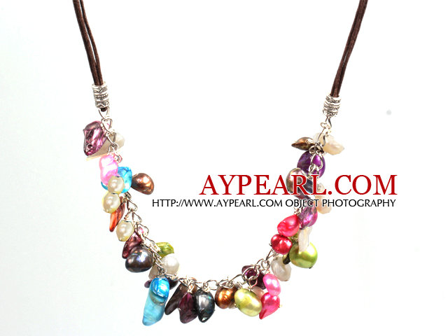 New Arrival Multi Color Teeth Shape Pearl Necklace with Lobster Clasp