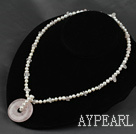 Wholesale 4mm pearl and rose quartz pendant necklace with lobster clasp