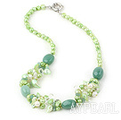 17.5 inches pearl crystal and turquoise necklace with moonlight clasp