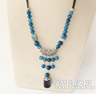 18.1 inches popular blue agate neckalce with extendable chain