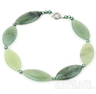 Wholesale green pearl and serpentine jade necklace with moonlight clasp