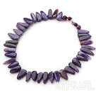 Single Strand Fillet Triangle Shape Burst Pattern Purple Agate Knotted Necklace