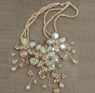 Gorgeous Statement Multi Layer Crystal Flower Party Necklace