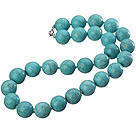 18 inches 16mm turquoise beaded necklace with lobster clasp