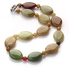 three color jade necklace with spring ring clasp