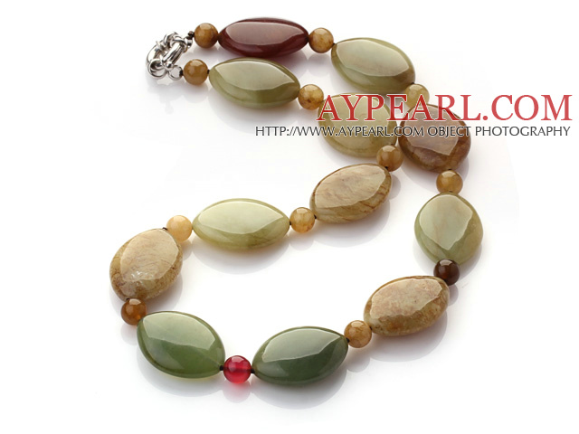 three color jade necklace with spring ring clasp
