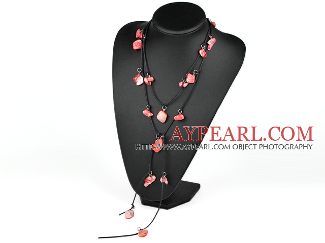 fashion long style red pearl and shell necklace