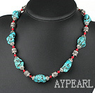 Wholesale 18 inches blue turquoise and red alaqueca necklace with moonlight clasp