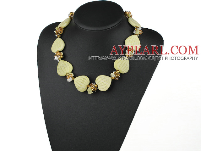 18 inches pearl crystal and lemon stone necklace with moonlight clasp