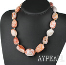 Classic Chunky 12*25Mm Fillet Bamboo Agate Tower Shape Necklace