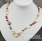 hot irregular shape fresh water pearl crystal necklace