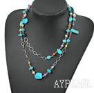 fashion long style pearl and turquoise necklace