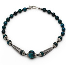 Wholesale black agate phoenix stone necklace with toggle clasp