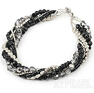 Wholesale multi strand black crystal and black agate necklace