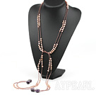 wonderful fashion long style natural purple pearl and amethyst necklace