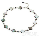 Wholesale black pearl and black lip shell necklace with extendable chain