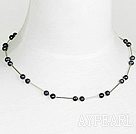 6-7mm natural fresh water black pearl necklace
