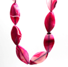 Rose Pink Stripe Agate Necklace with Big Lobster Clasp