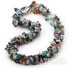 18.5 inches 3 strand multi colored stone necklace
