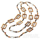 trendy long style natural agate pearl shell necklace 