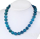 17.5 inches 14mm blue agte necklace with moonlight clasp